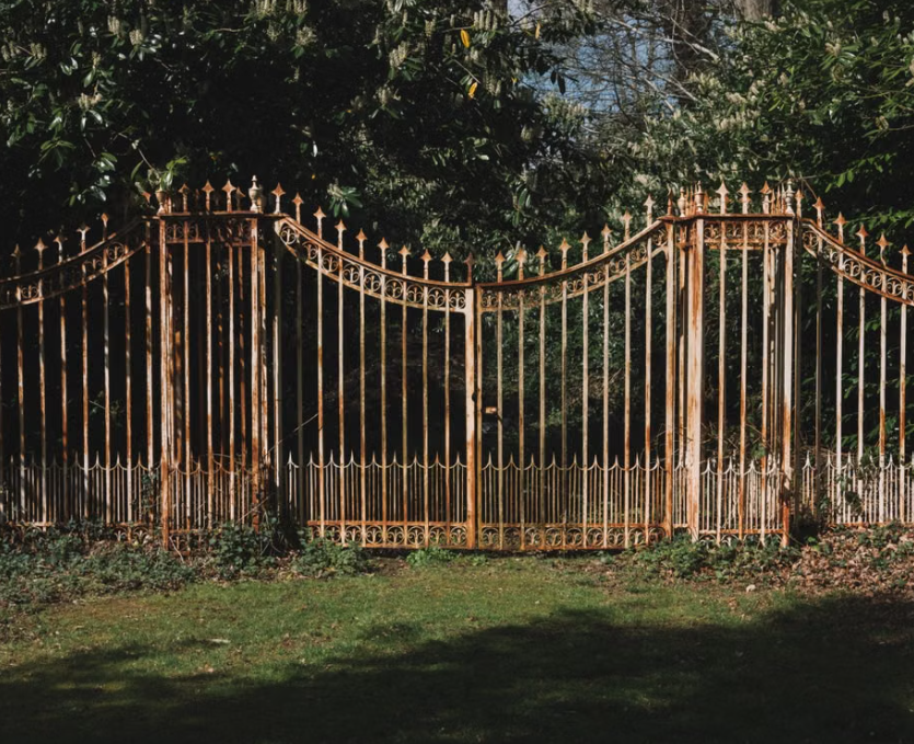 Restoration Plan Package for Large, Ornate Wrought Iron Gates with Extensive Rust