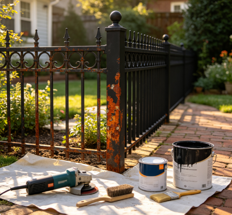 On-Site Rust Removal and Repainting for Moderately Rusted Fences